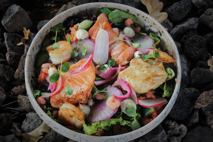 Bunter Salat mit Lachs